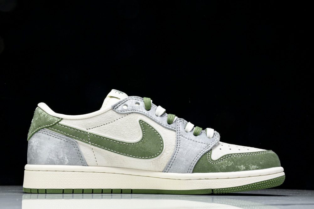 Travis Scott AJ1 Low x Stussy 'Green Grey' (Custom) - Image 3