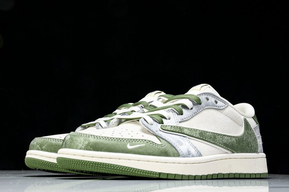 Travis Scott AJ1 Low x Stussy 'Green Grey' (Custom) - Image 2