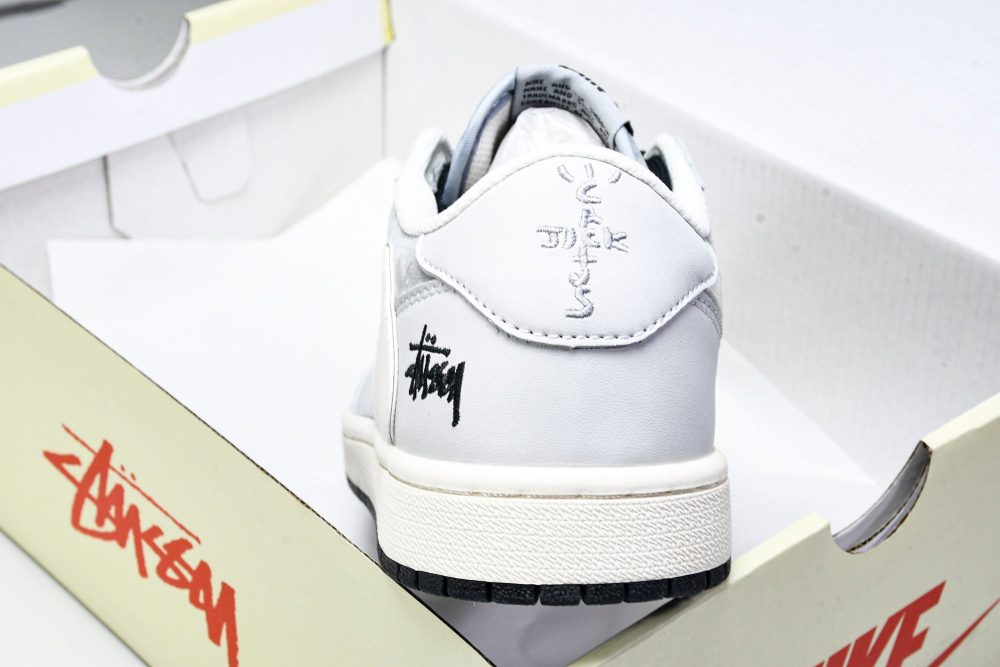 Travis Scott AJ1 Low x Stussy 'Silver Grey' (Custom) - Image 24