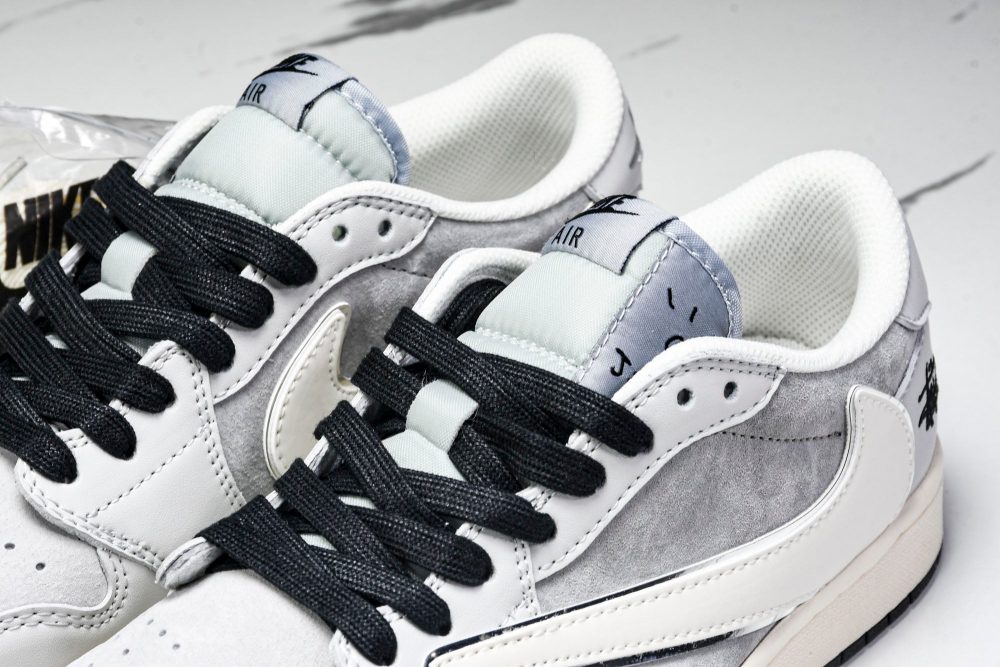 Travis Scott AJ1 Low x Stussy 'Silver Grey' (Custom) - Image 21