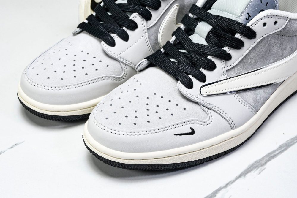 Travis Scott AJ1 Low x Stussy 'Silver Grey' (Custom) - Image 20
