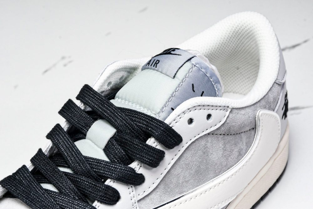 Travis Scott AJ1 Low x Stussy 'Silver Grey' (Custom) - Image 10