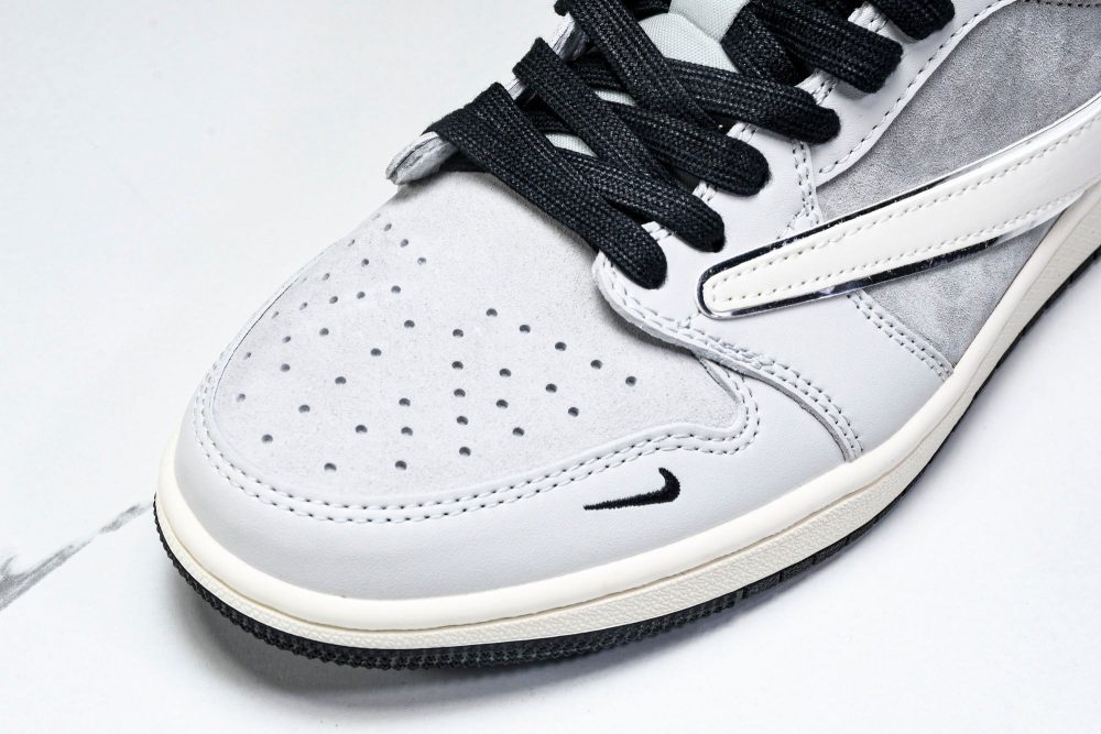 Travis Scott AJ1 Low x Stussy 'Silver Grey' (Custom) - Image 9