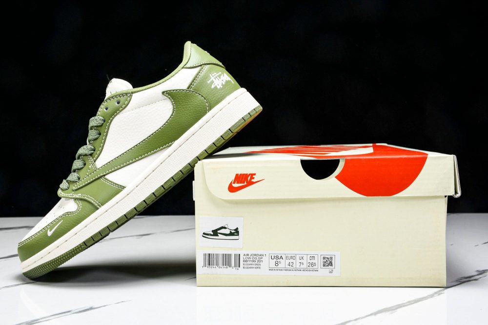 Travis Scott AJ1 Low x Stussy 'Green White' (Custom) - Image 27