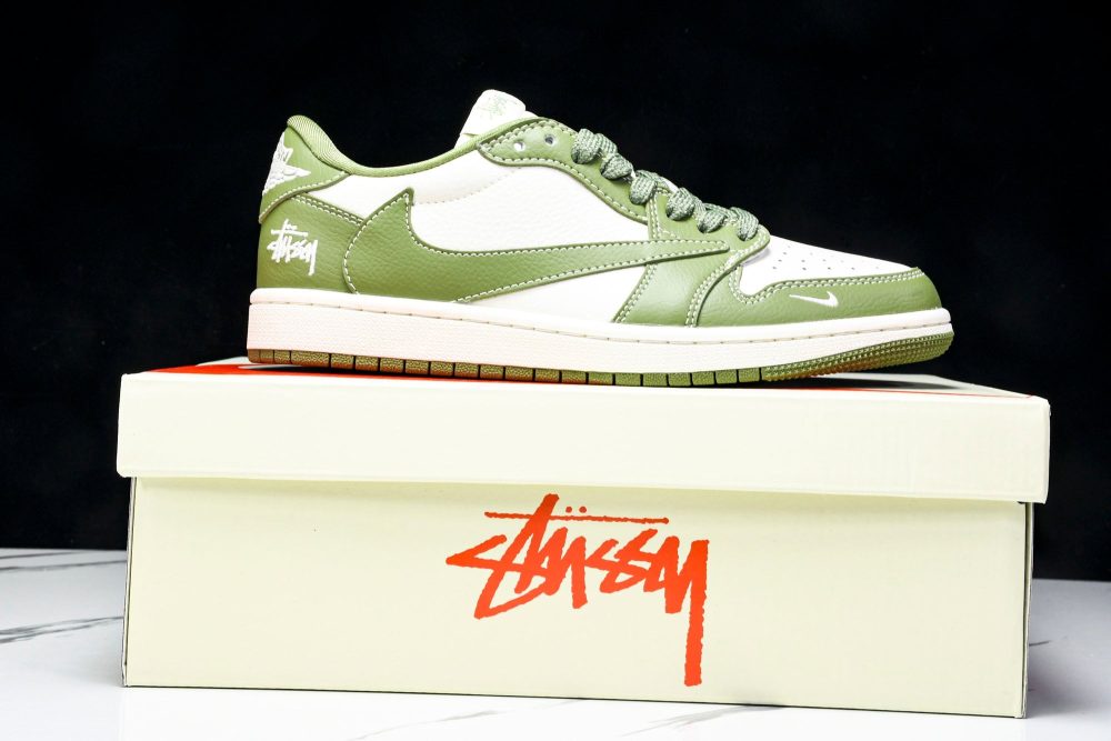 Travis Scott AJ1 Low x Stussy 'Green White' (Custom) - Image 26