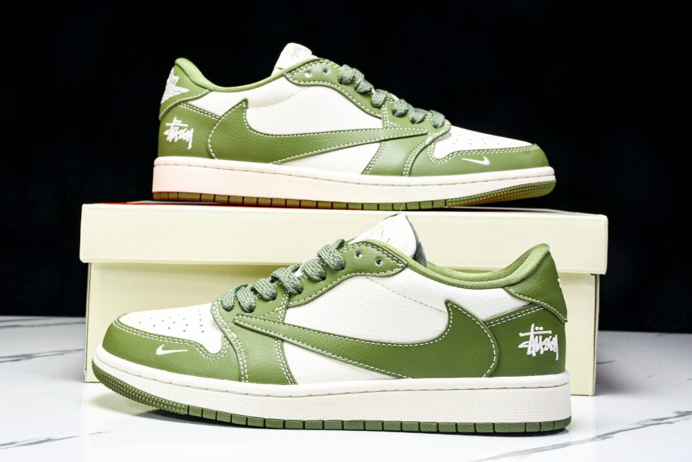 Travis Scott AJ1 Low x Stussy 'Green White' (Custom) - Image 25