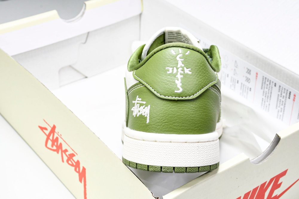 Travis Scott AJ1 Low x Stussy 'Green White' (Custom) - Image 24