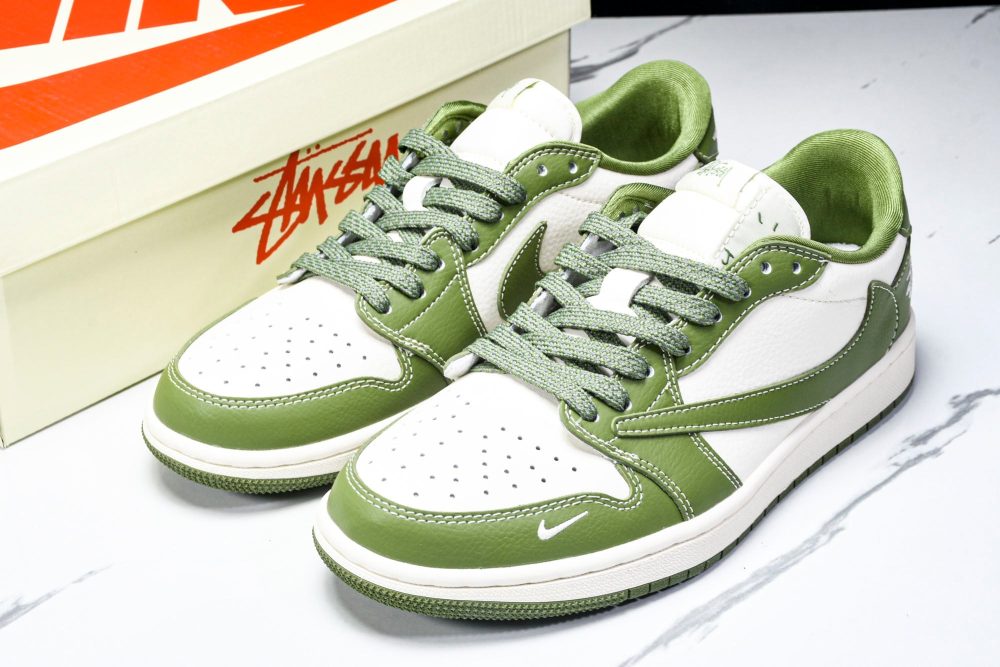 Travis Scott AJ1 Low x Stussy 'Green White' (Custom) - Image 22