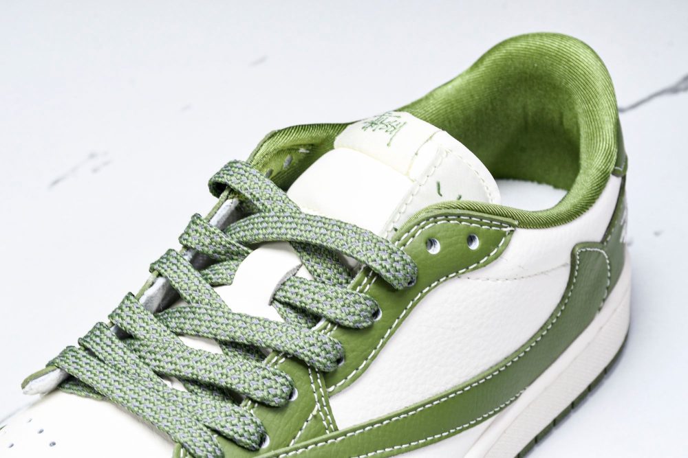 Travis Scott AJ1 Low x Stussy 'Green White' (Custom) - Image 10