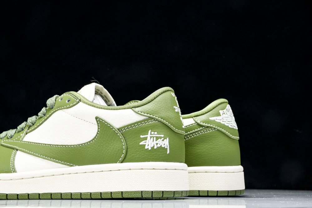 Travis Scott AJ1 Low x Stussy 'Green White' (Custom) - Image 8