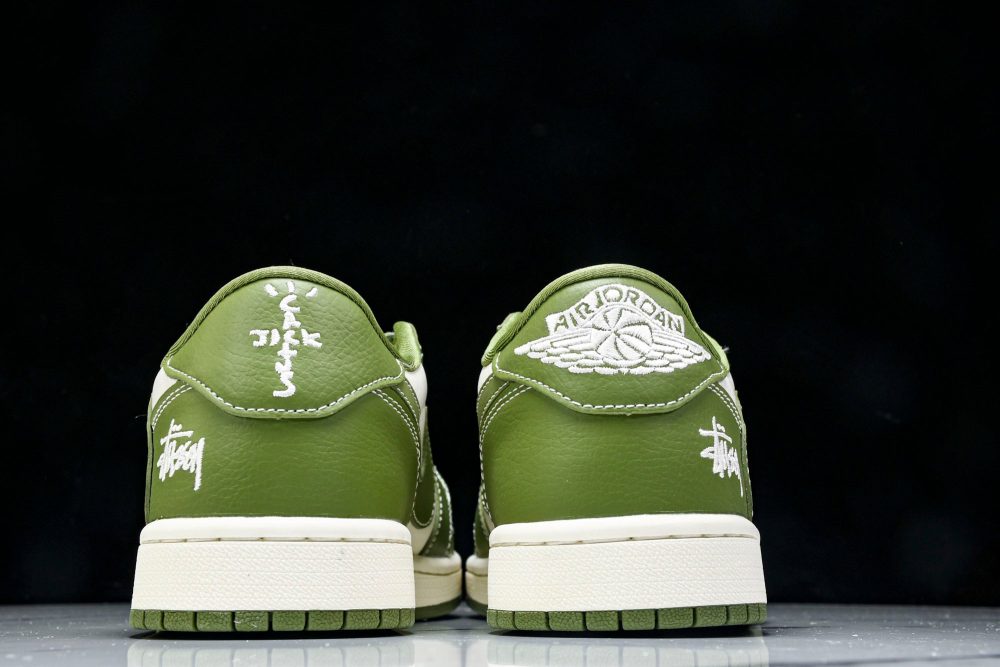 Travis Scott AJ1 Low x Stussy 'Green White' (Custom) - Image 7