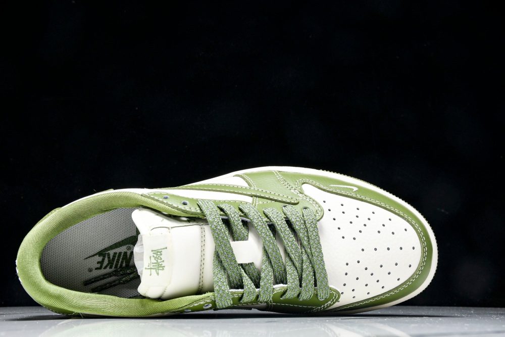 Travis Scott AJ1 Low x Stussy 'Green White' (Custom) - Image 4