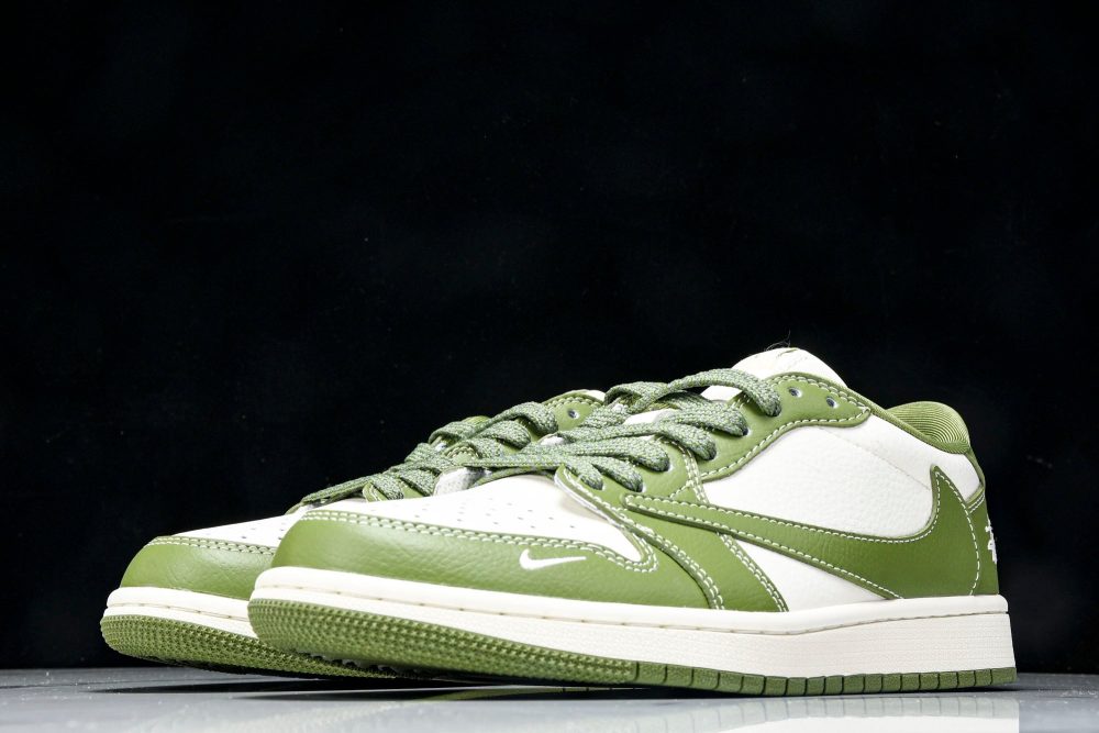 Travis Scott AJ1 Low x Stussy 'Green White' (Custom) - Image 2
