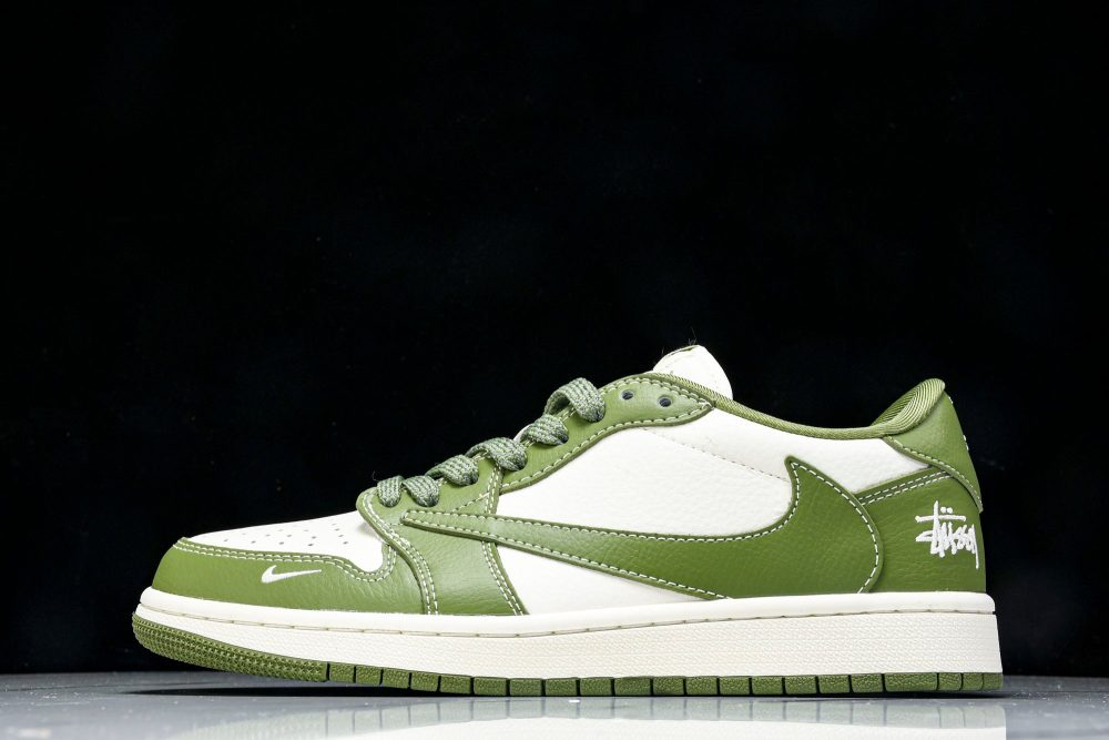 Travis Scott AJ1 Low x Stussy 'Green White' (Custom)