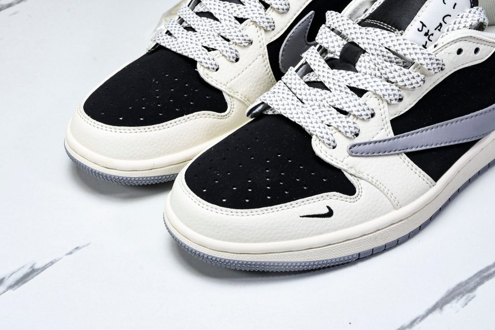Travis Scott AJ1 Low x Stussy 'White Black Grey Red' (Custom) - Image 20