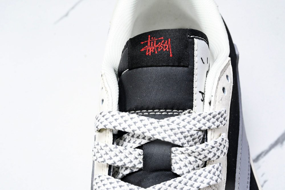 Travis Scott AJ1 Low x Stussy 'White Black Grey Red' (Custom) - Image 11