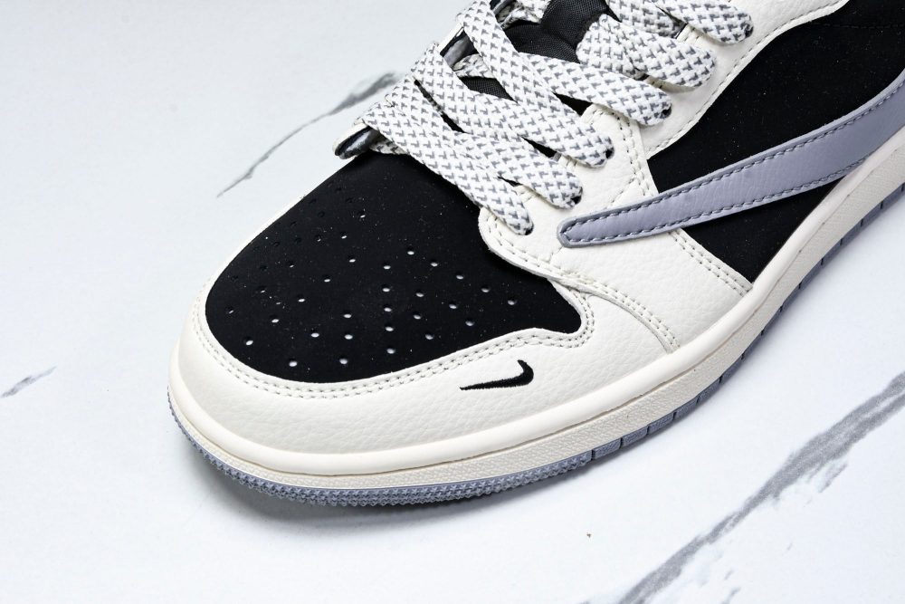 Travis Scott AJ1 Low x Stussy 'White Black Grey Red' (Custom) - Image 9
