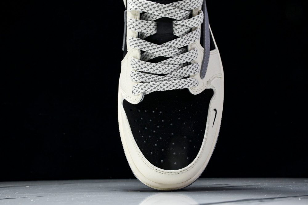 Travis Scott AJ1 Low x Stussy 'White Black Grey Red' (Custom) - Image 6