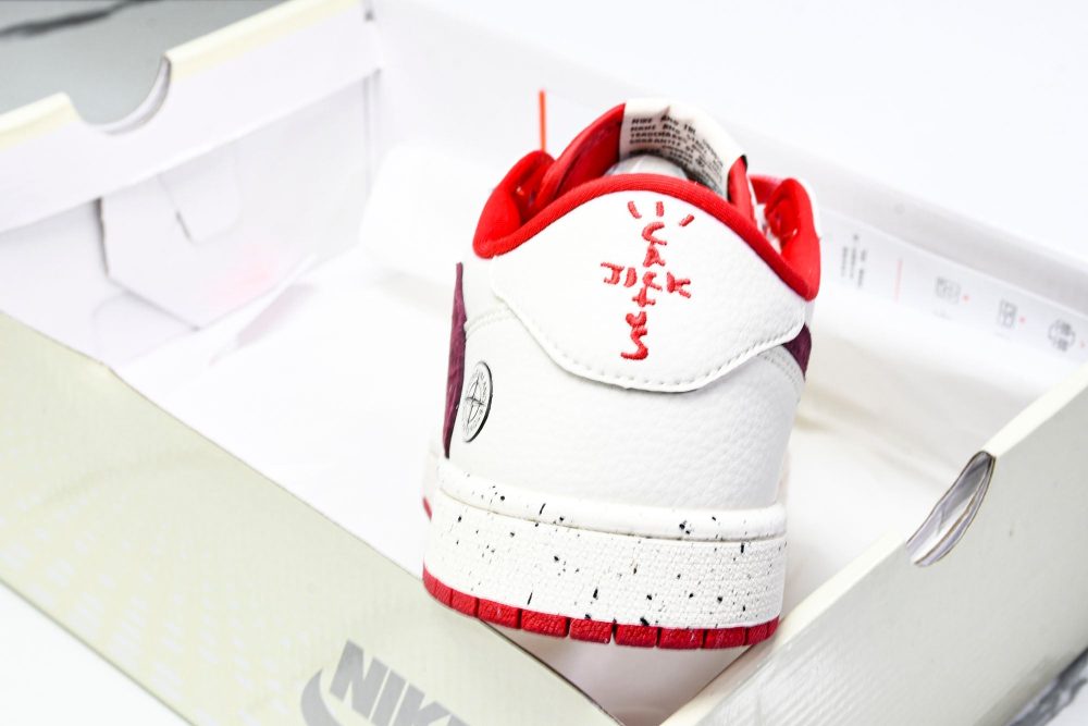 Travis Scott AJ1 Low x Stone Island 'White Red' (Custom) - Image 24