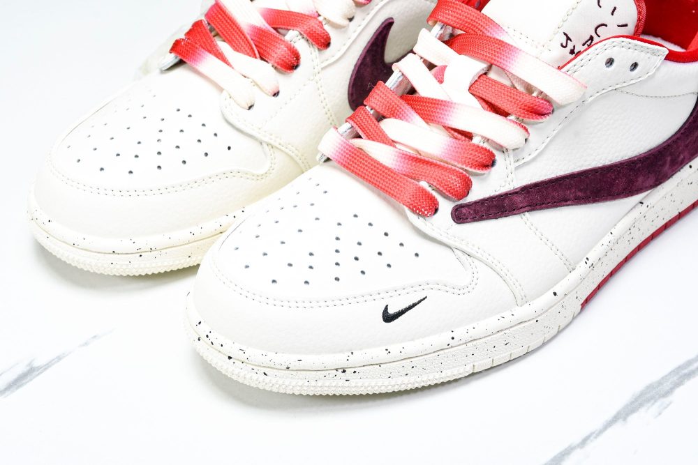 Travis Scott AJ1 Low x Stone Island 'White Red' (Custom) - Image 20