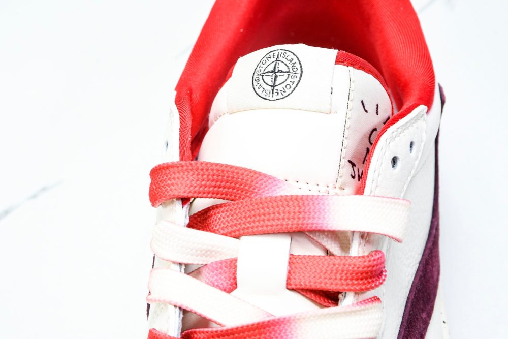 Travis Scott AJ1 Low x Stone Island 'White Red' (Custom) - Image 11