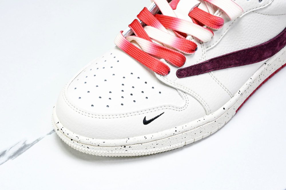 Travis Scott AJ1 Low x Stone Island 'White Red' (Custom) - Image 9