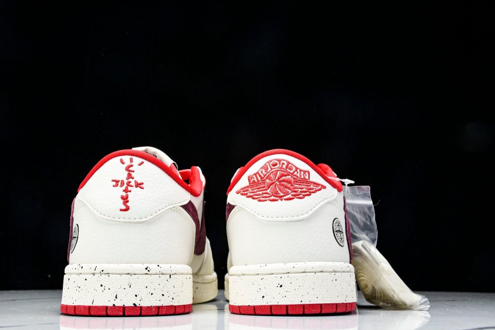 Travis Scott AJ1 Low x Stone Island 'White Red' (Custom) - Image 7