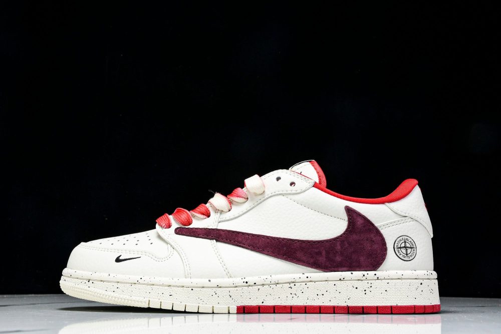 Travis Scott AJ1 Low x Stone Island 'White Red' (Custom)