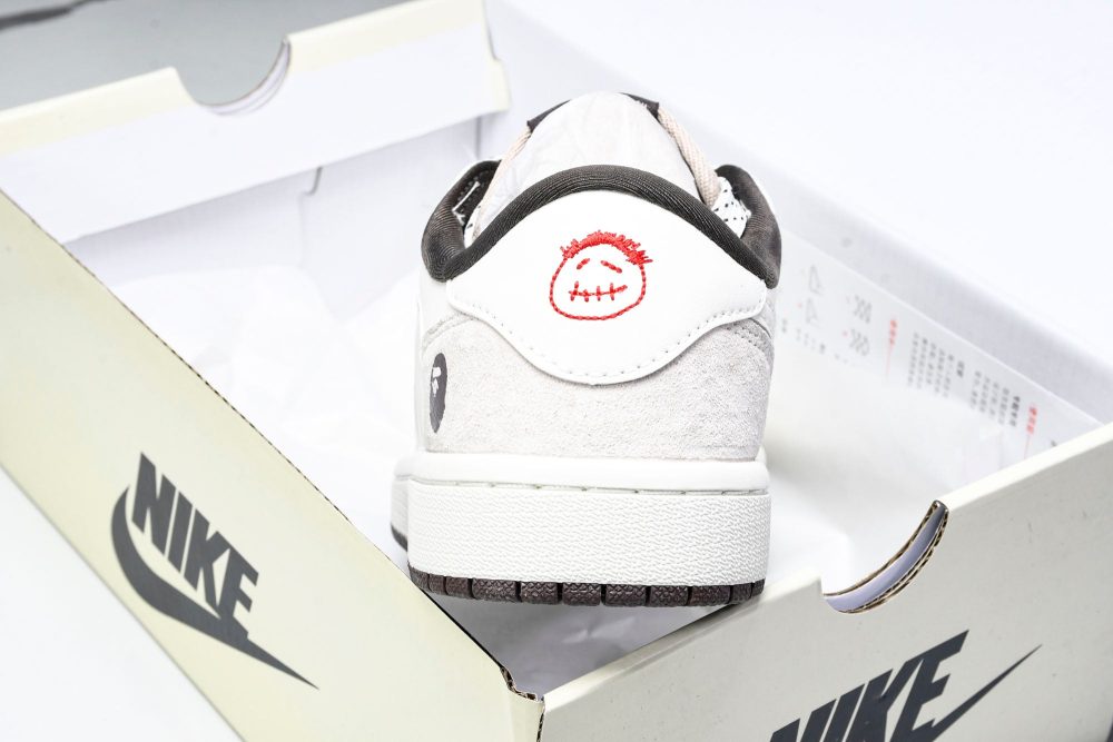 Travis Scott AJ1 Low x BAPE 'White Grey' (Custom) - Image 24