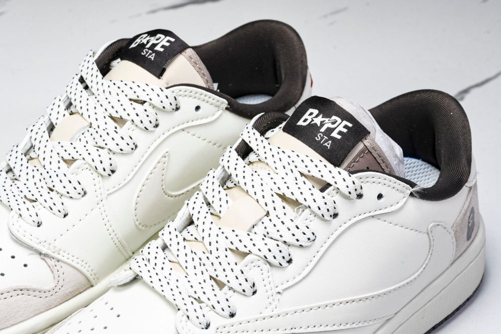 Travis Scott AJ1 Low x BAPE 'White Grey' (Custom) - Image 21