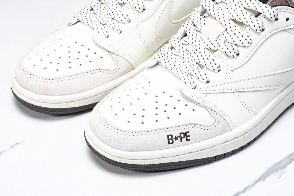 Travis Scott AJ1 Low x BAPE 'White Grey' (Custom) - Image 20