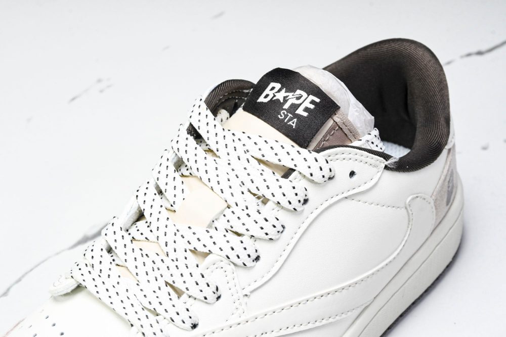 Travis Scott AJ1 Low x BAPE 'White Grey' (Custom) - Image 10