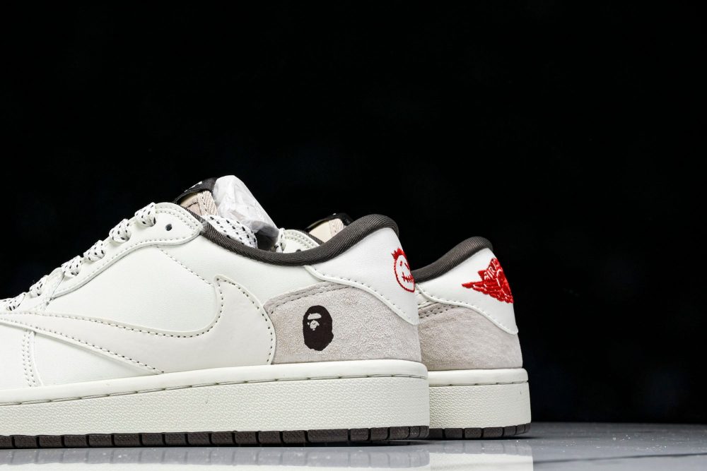 Travis Scott AJ1 Low x BAPE 'White Grey' (Custom) - Image 8