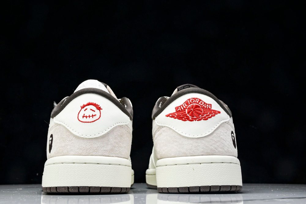 Travis Scott AJ1 Low x BAPE 'White Grey' (Custom) - Image 7