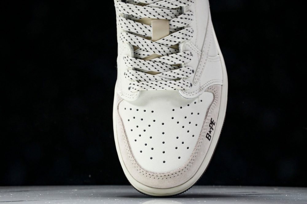 Travis Scott AJ1 Low x BAPE 'White Grey' (Custom) - Image 6