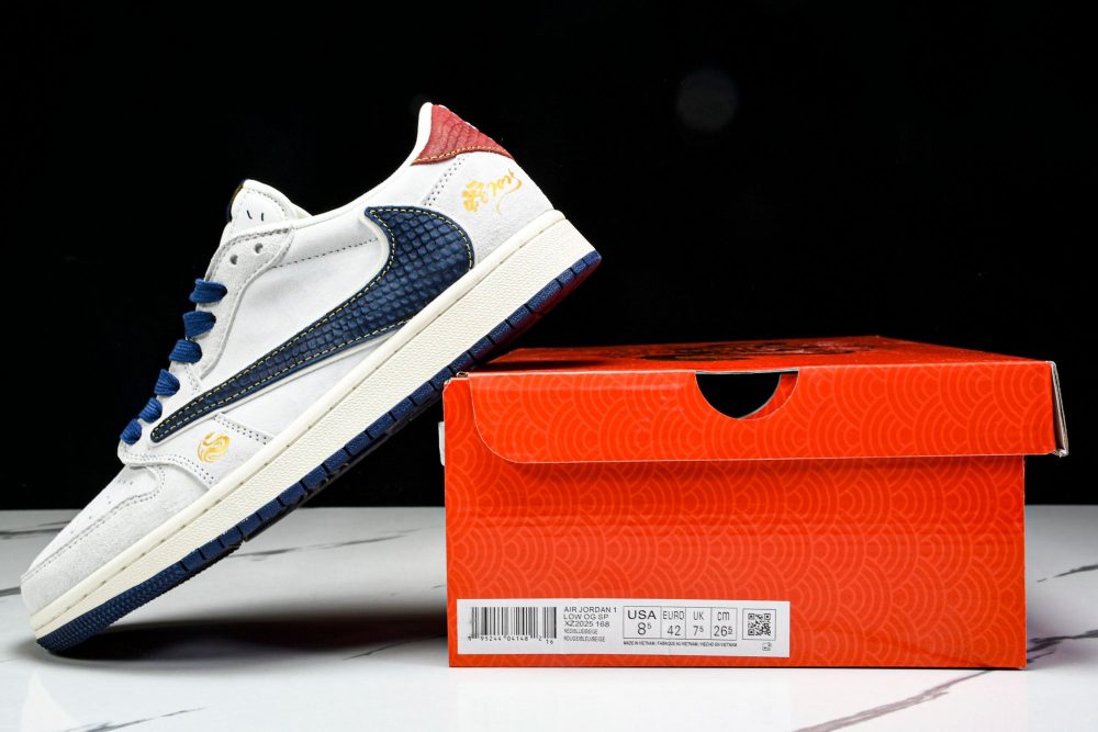 Travis Scott AJ1 Low x Year of The Snake 'White Navy' (Custom) - Image 26