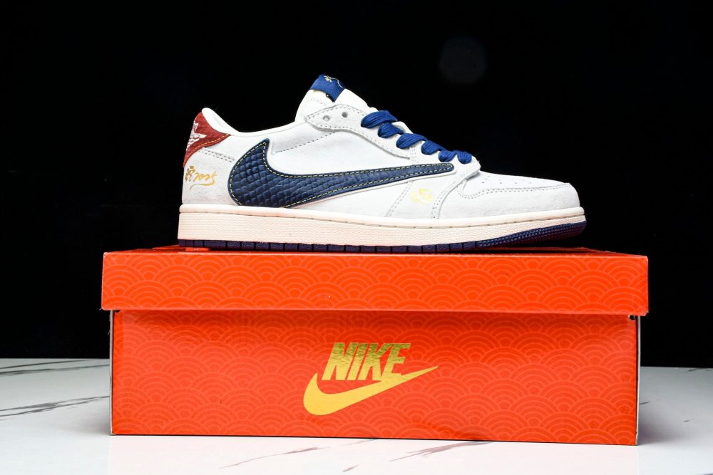 Travis Scott AJ1 Low x Year of The Snake 'White Navy' (Custom) - Image 25