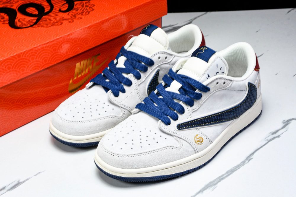 Travis Scott AJ1 Low x Year of The Snake 'White Navy' (Custom) - Image 22