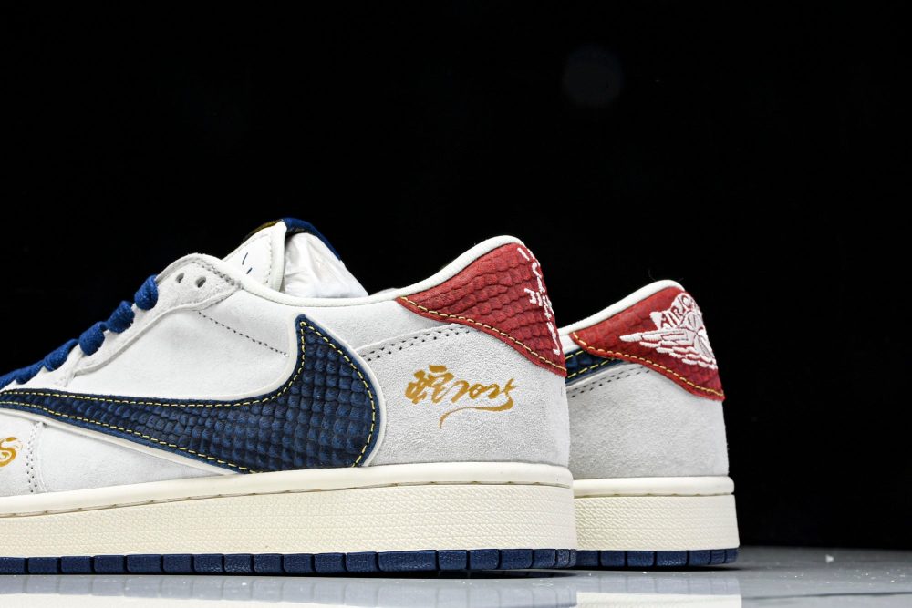Travis Scott AJ1 Low x Year of The Snake 'White Navy' (Custom) - Image 8