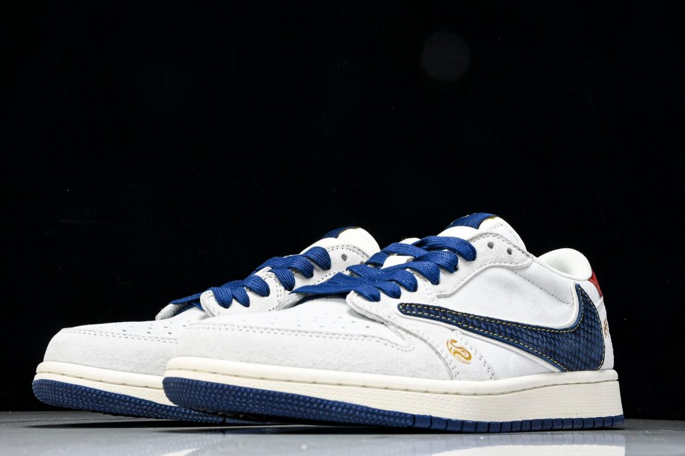 Travis Scott AJ1 Low x Year of The Snake 'White Navy' (Custom) - Image 2