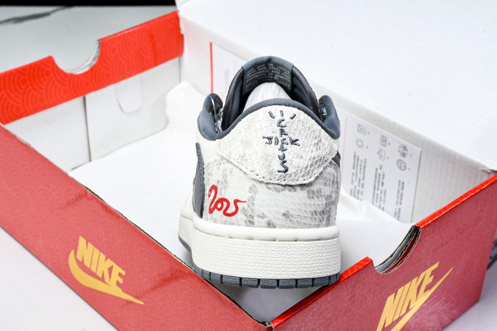 Travis Scott AJ1 Low x Year of The Snake 'White Grey' (Custom) - Image 24