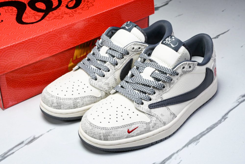 Travis Scott AJ1 Low x Year of The Snake 'White Grey' (Custom) - Image 22