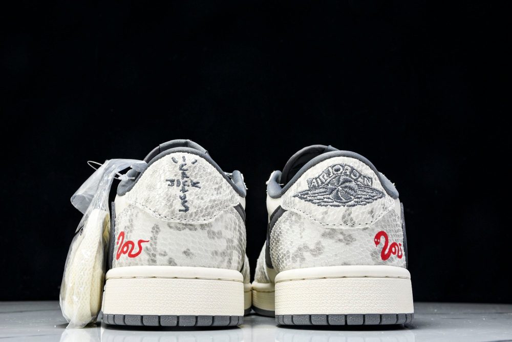 Travis Scott AJ1 Low x Year of The Snake 'White Grey' (Custom) - Image 7
