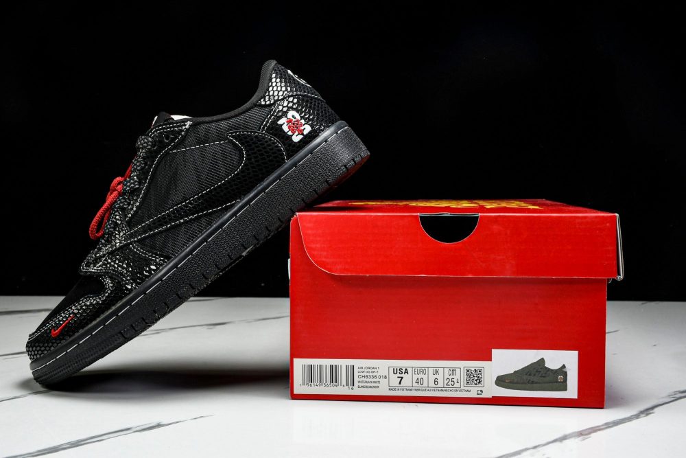 Travis Scott AJ1 Low x Year of The Snake 'Black Red' (Custom) - Image 27