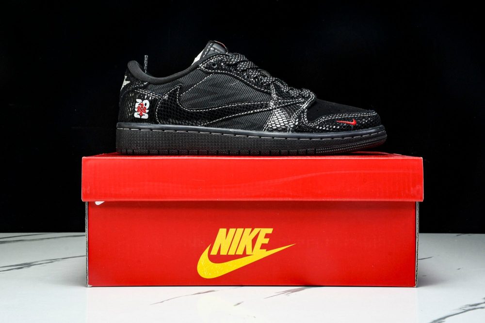Travis Scott AJ1 Low x Year of The Snake 'Black Red' (Custom) - Image 26