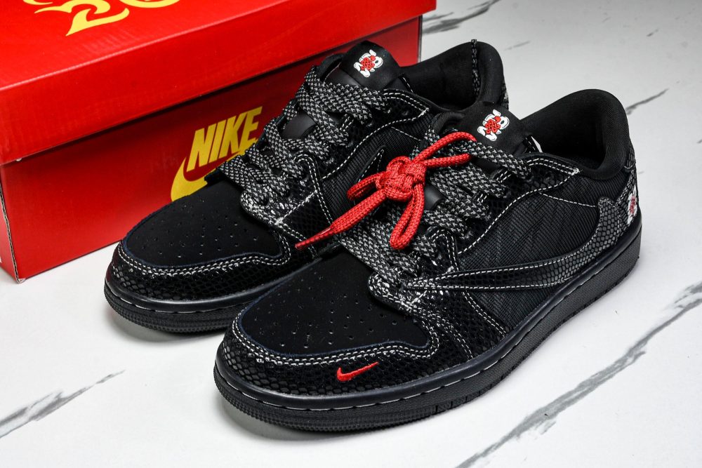 Travis Scott AJ1 Low x Year of The Snake 'Black Red' (Custom) - Image 22