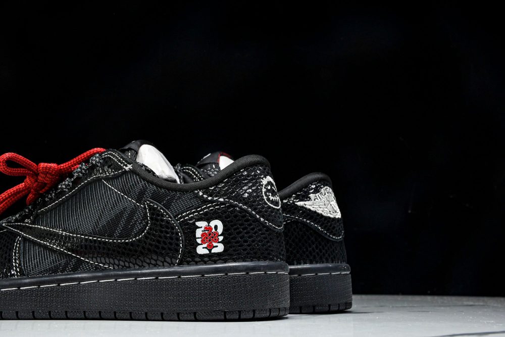 Travis Scott AJ1 Low x Year of The Snake 'Black Red' (Custom) - Image 8