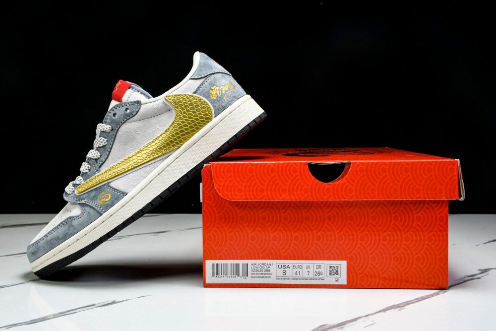 Travis Scott AJ1 Low x Year of The Snake 'Gold Grey' (Custom) - Image 26