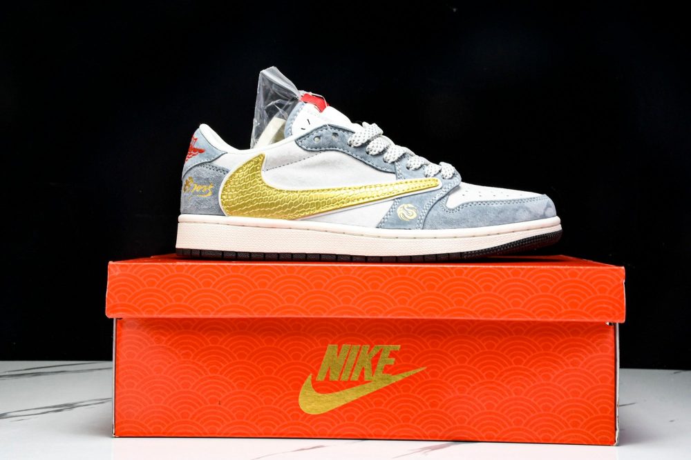 Travis Scott AJ1 Low x Year of The Snake 'Gold Grey' (Custom) - Image 25