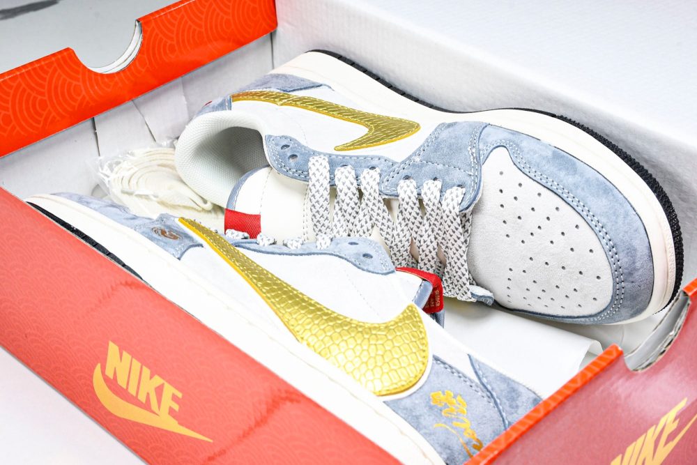 Travis Scott AJ1 Low x Year of The Snake 'Gold Grey' (Custom) - Image 22
